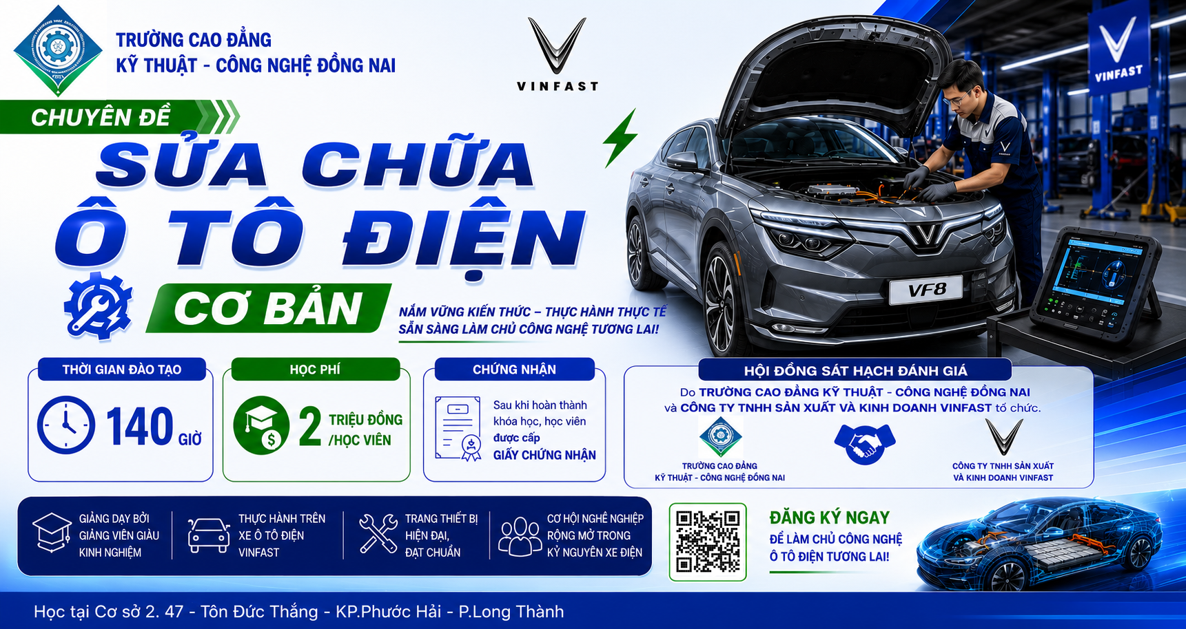 Thông báo tuyển sinh đào tạo chuyên đề "Sửa chữa cơ bản Ô tô điện"